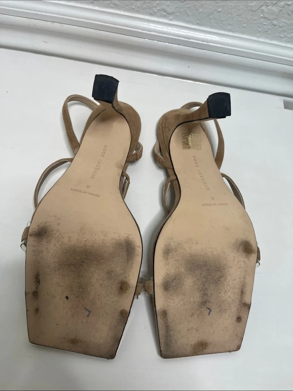 Good American The Standout Square Toe Sandal Sz 9